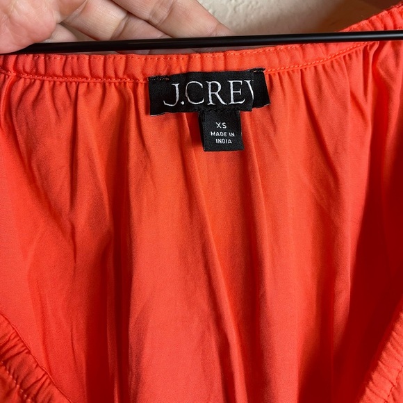 J. Crew V Neck Midi Dress in Cotton Poplin Orange Size XS - Picture 2 of 9